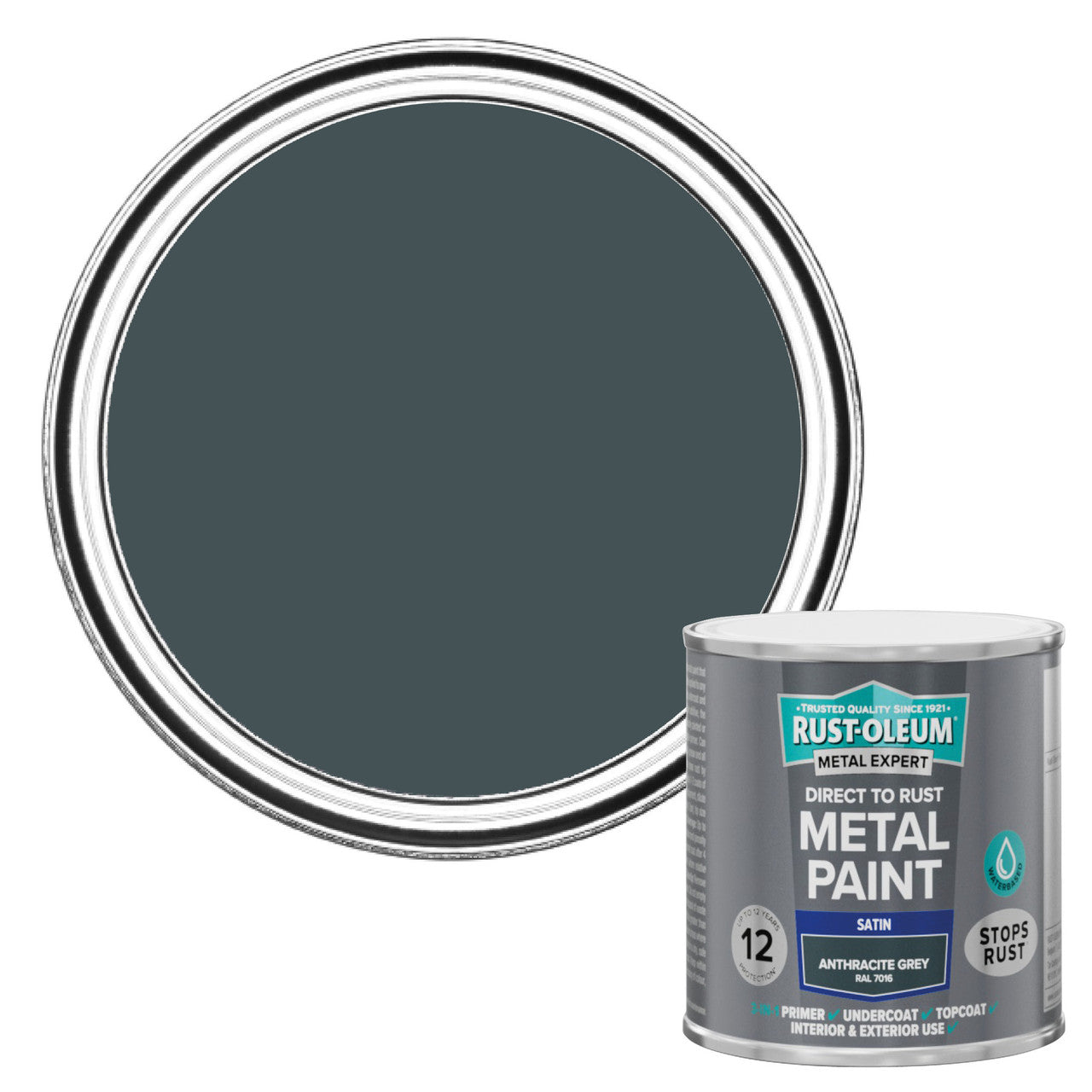 Metal Expert Satin Direct-to-Rust Paint - Anthracite Grey 250ml