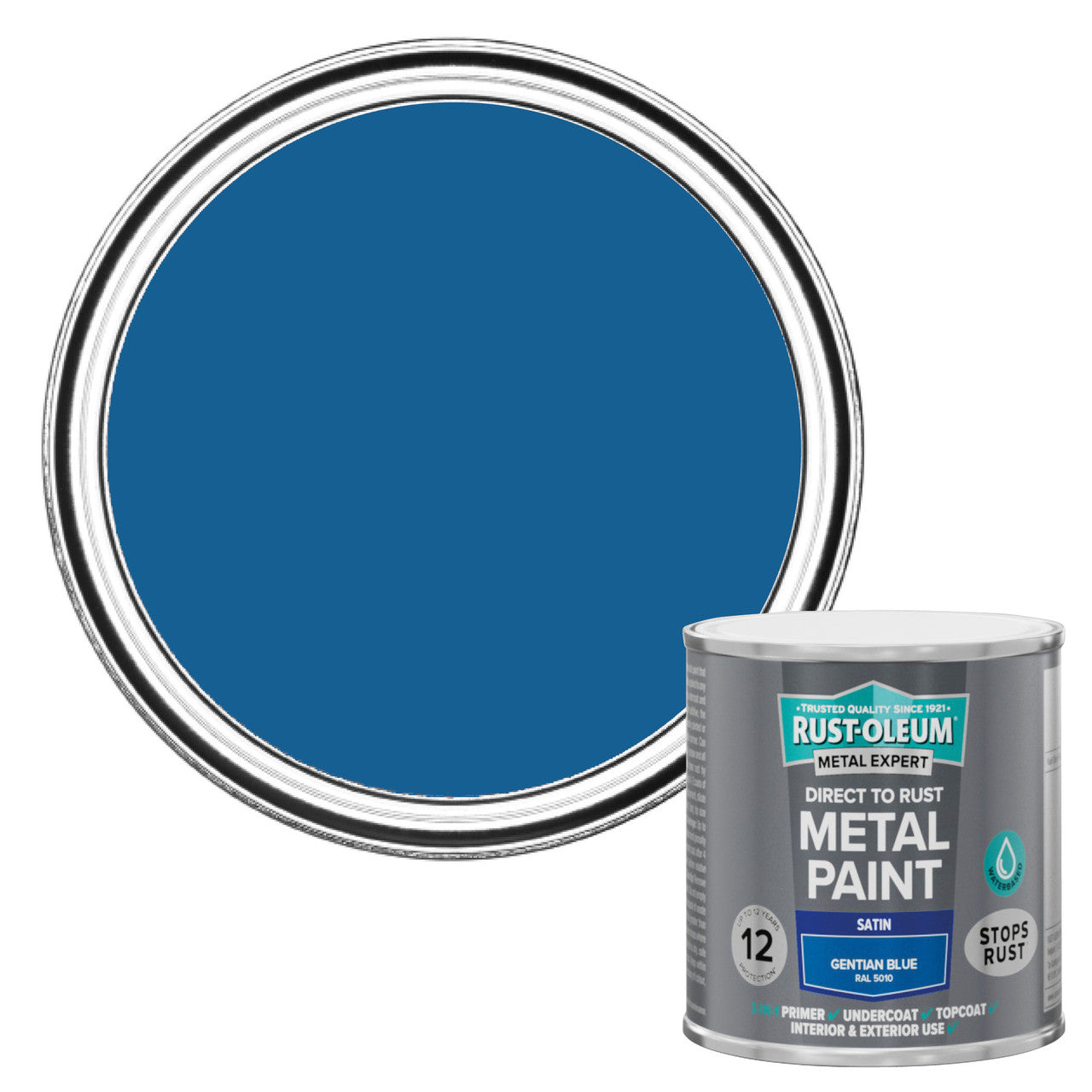 Metal Expert Satin Direct-to-Rust Paint - Gentian Blue 250ml