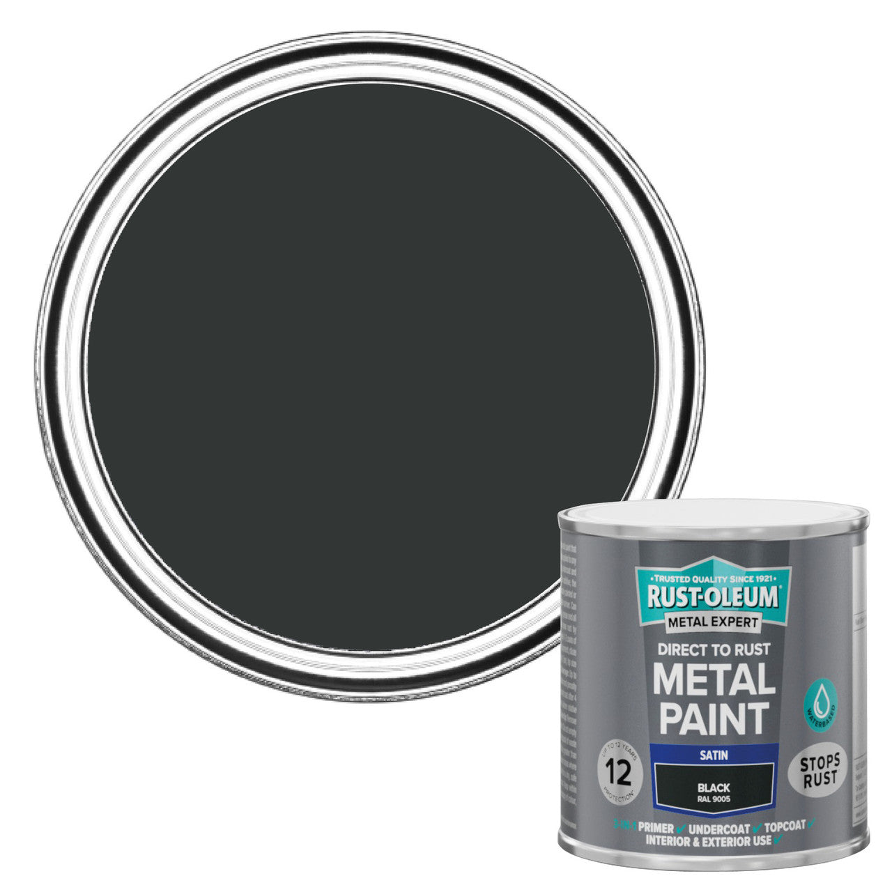Metal Expert Satin Direct-to-Rust Paint - Black 250ml