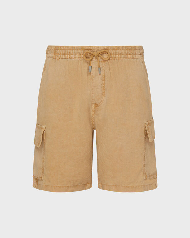Vilebrequin - Men Linen Cargo Bermuda Shorts Natural Dye - Bermuda - Baie - Brown - Size XXXL