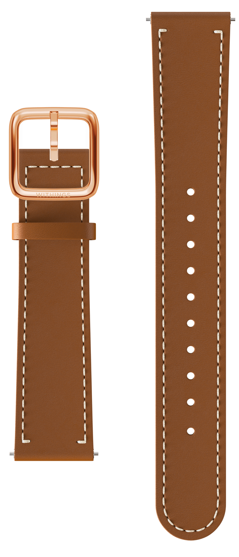 leather wristband brown, rose gold buckle, 18mm