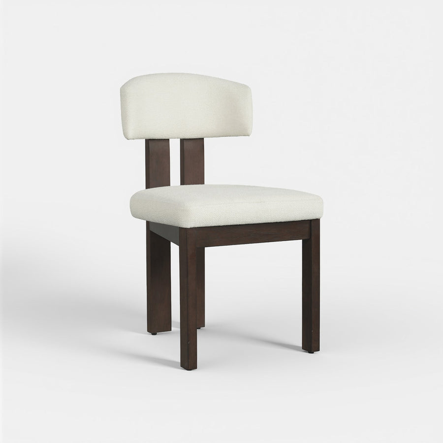 COLAMY HALO Modern Upholstered Wood Dining Chair - Beige / 2 Pieces