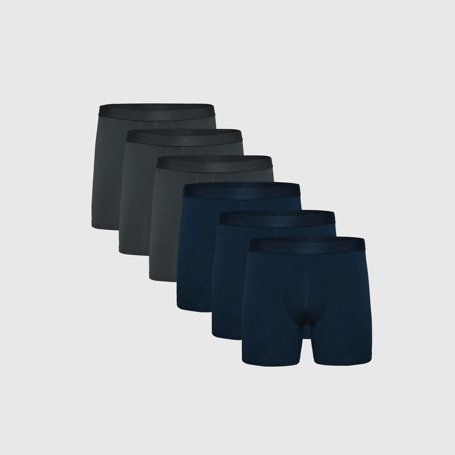 True Classic Carbon Gray & Navy Blue Boxer Briefs 6-Pack | Small
