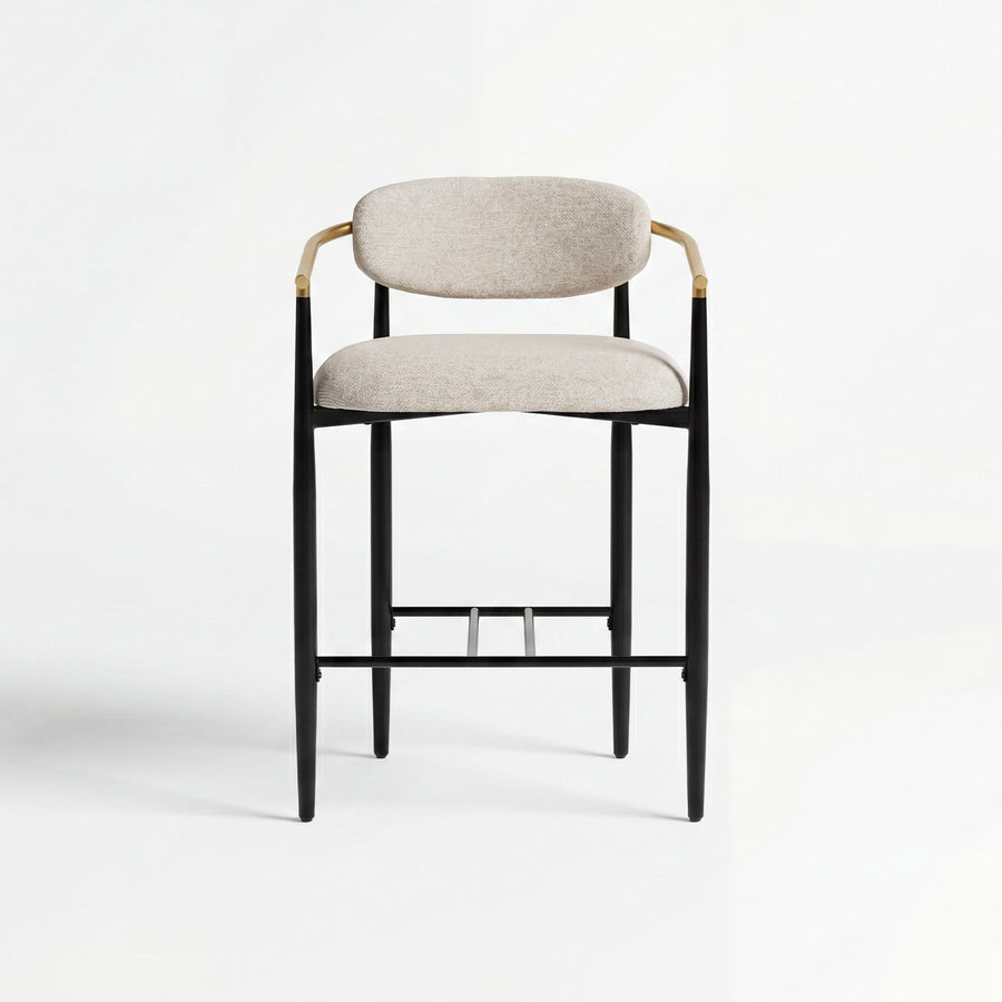 COLAMY MATRIX 25.5" Counter Height Bar Stools with Arms - Camel / Set of 2