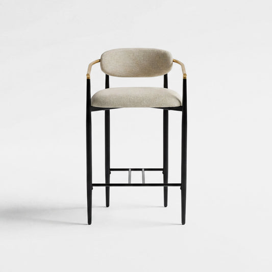 COLAMY MATRIX 29.5'' Upholstered Bar Height Bar Stools with Arms - Camel / Set of 2