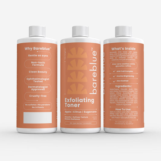 Bareblue Exfoliating Toner with Apple Citrus and Sugarcane, Non-Toxic Formula 4 fl oz 118 mL
