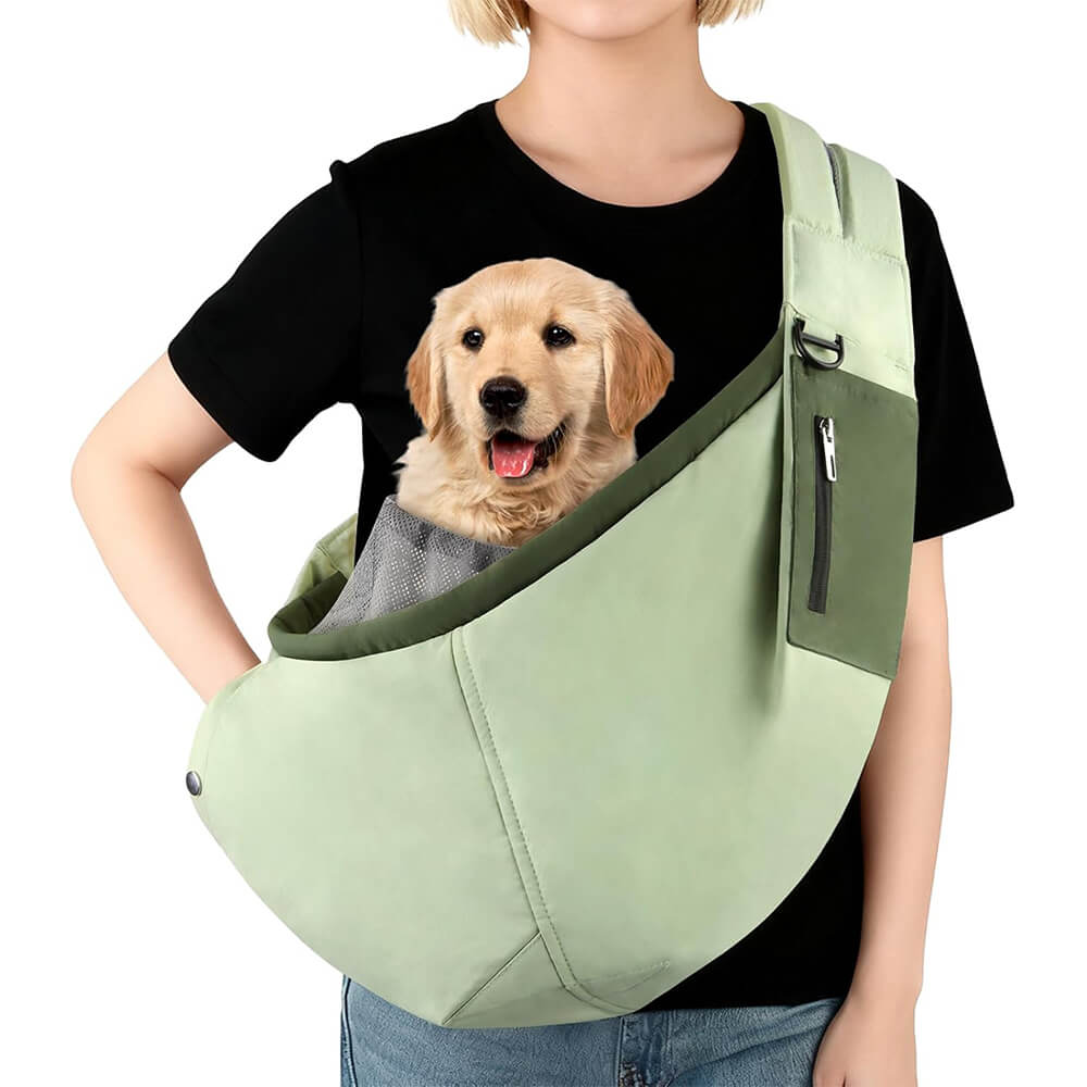 Dog Carrier Sling for Small Dogs and Cats - Green - Green