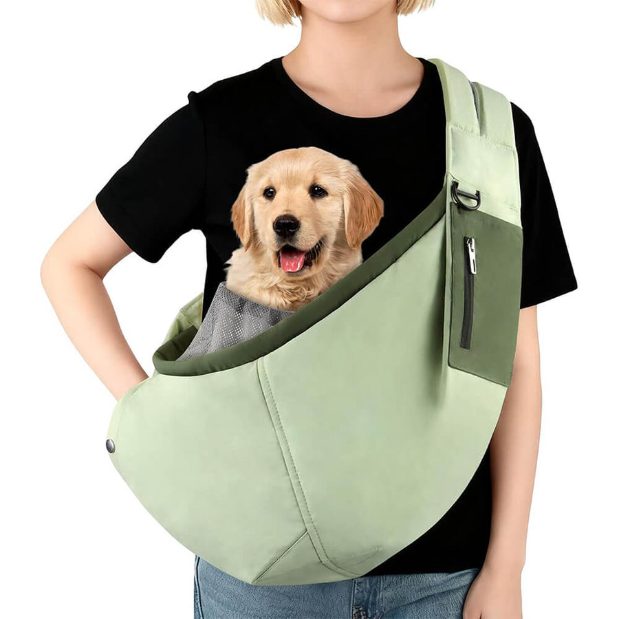 Dog Carrier Sling for Small Dogs and Cats - Green - Green