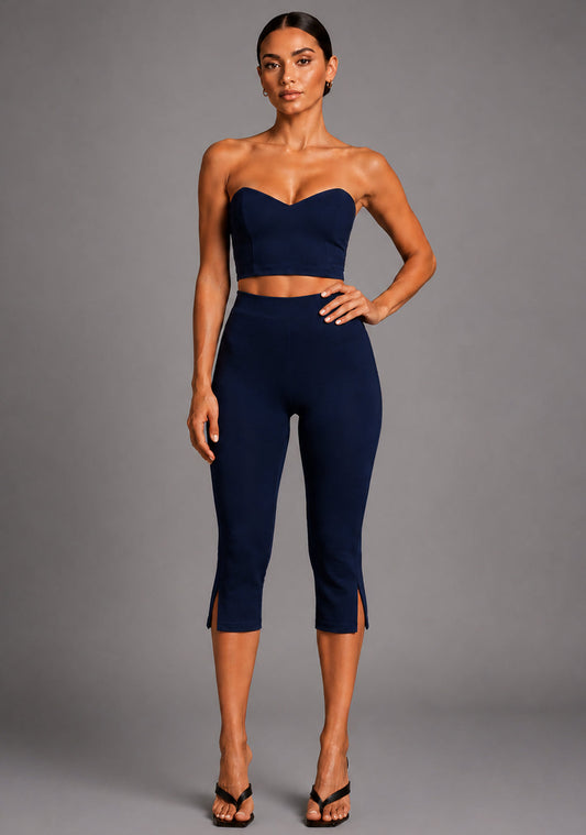 Capri | Cropped Navy Trousers - 8 / navy-1