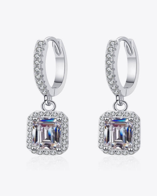 2 Carat Diamond Radiant Drop Earrings