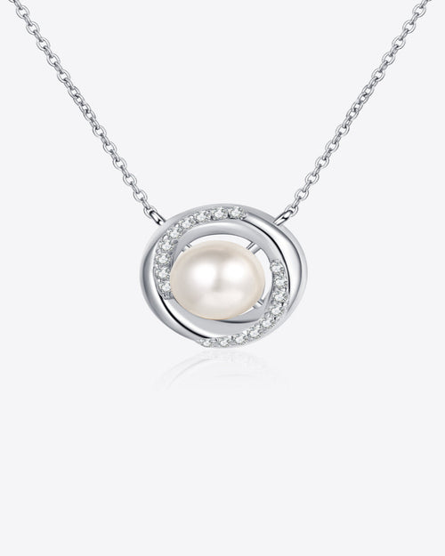 0.18 Carat Diamond Pearl Pendant Necklace