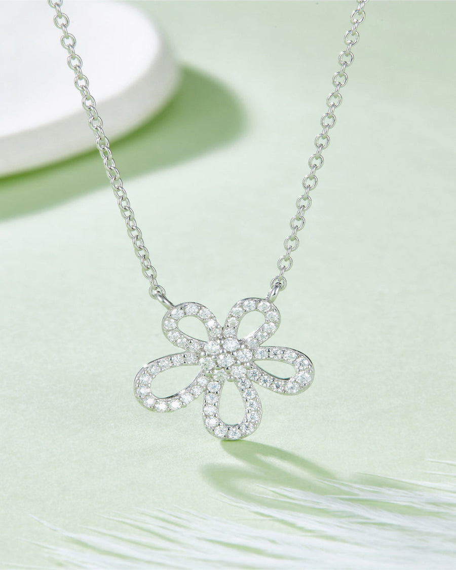 1.8 Carat Diamond Flower Pendant Necklace
