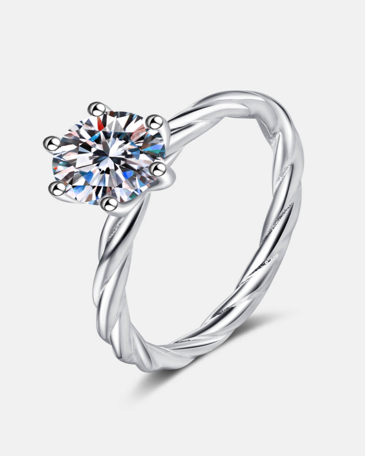 1 Carat Diamond Round Ring - 6-Prong Twisted - 4