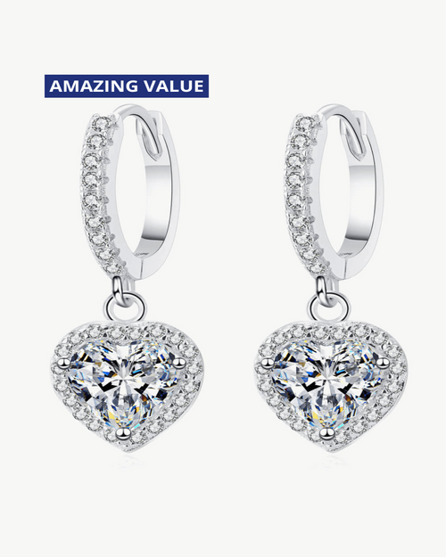 2 Carat Diamond Heart Drop Earrings