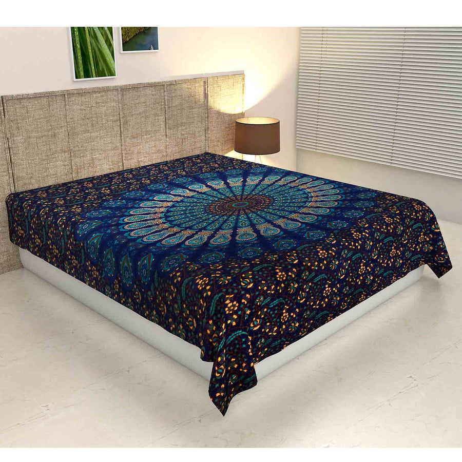 Bettüberwurf Mandala Amba 140 - Blau