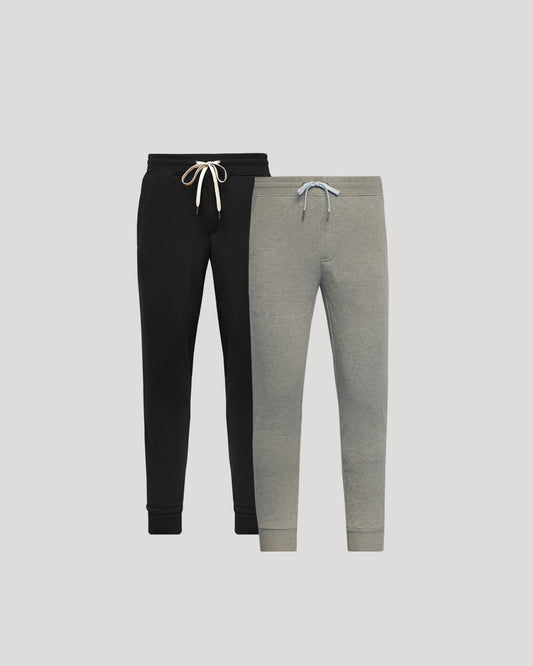 True Classic Black & Dark Heather Gray Fleece French Terry Jogger Pants 2-Pack | Medium