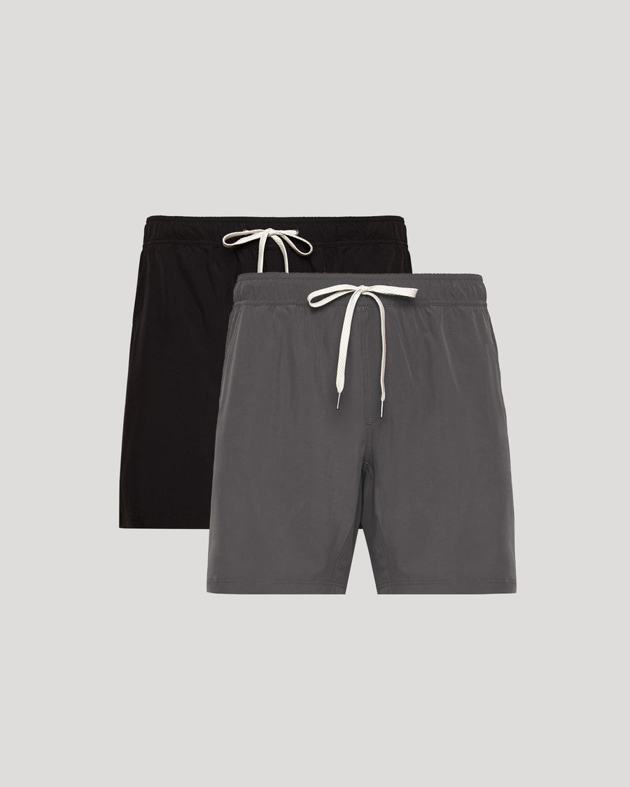 True Classic Black and Carbon Gray Active Quick Dry Shorts with Liner 2-Pack | Cotton Blend | Athletic Cut | Small
