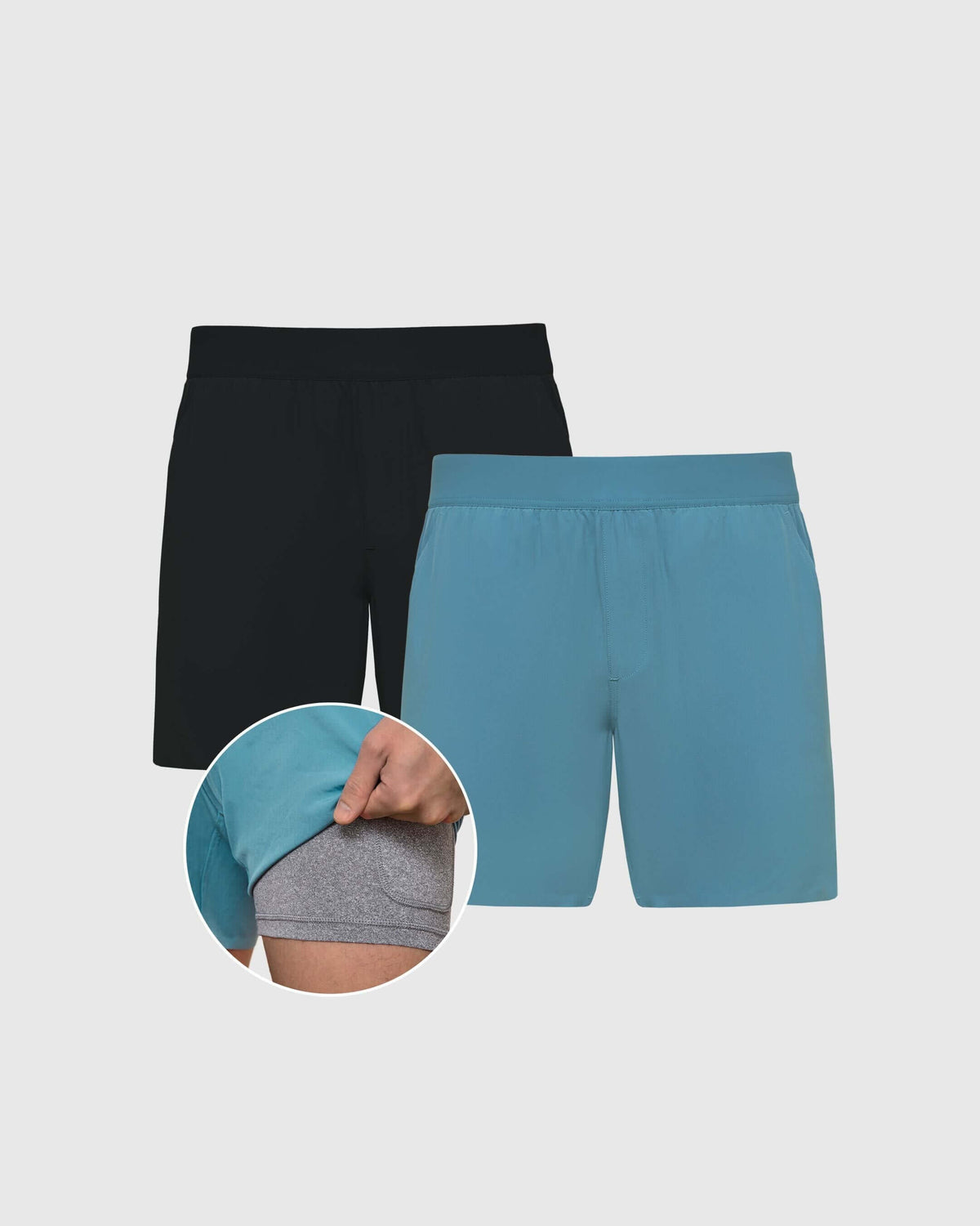 True Classic Black & Voyager 7" 2-In-1 Active Training Shorts 2-Pack | Cotton Blend | Athletic Cut | Small