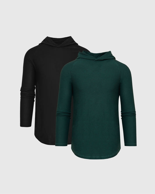 True Classic Black and Green Active Hoodie 2-Pack | Cotton Blend | Athletic Cut | Small