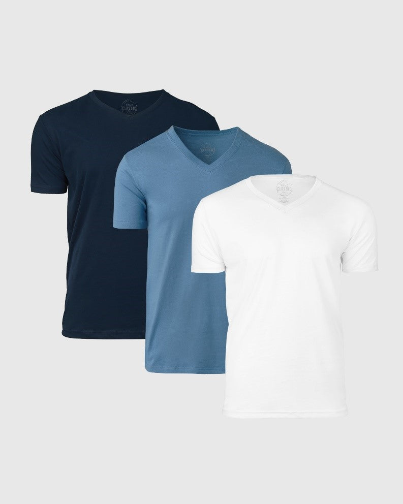 True Classic Blues V-Neck T-Shirt 3-Pack | Cotton Blend | Athletic Cut | Small