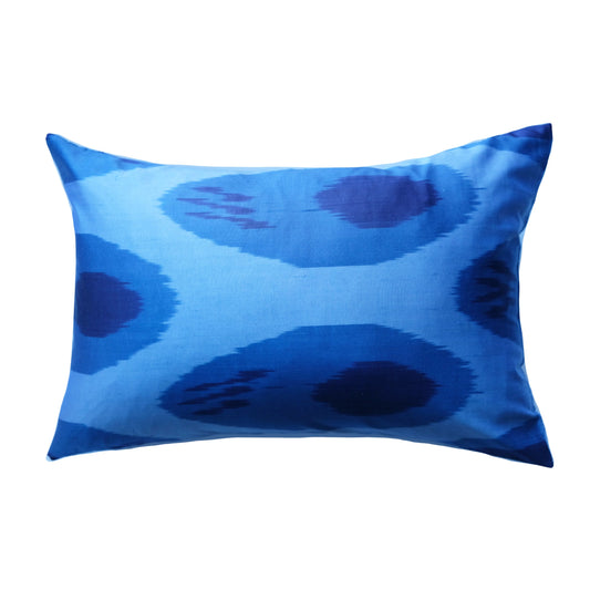 Bocak Silk Ikat Lumbar Pillow - 16" x 24" / Blue
