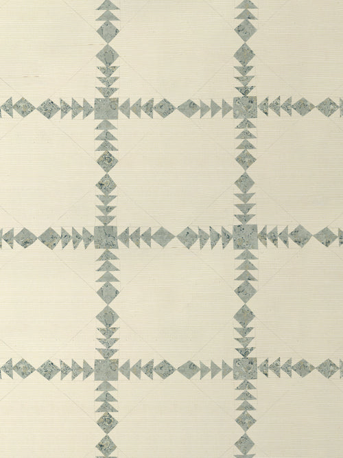 'Borden' Grasscloth Wallpaper by Nathan Turner - Aqua - Grasscloth Roll