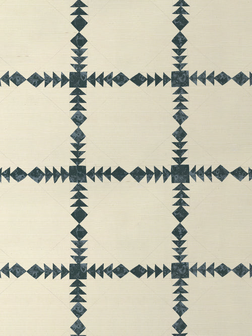'Borden' Grasscloth Wallpaper by Nathan Turner - Blue - Grasscloth Roll - Sample