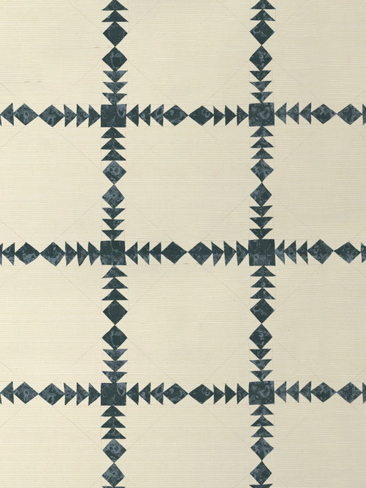 'Borden' Grasscloth Wallpaper by Nathan Turner - Blue - Grasscloth Roll - Sample