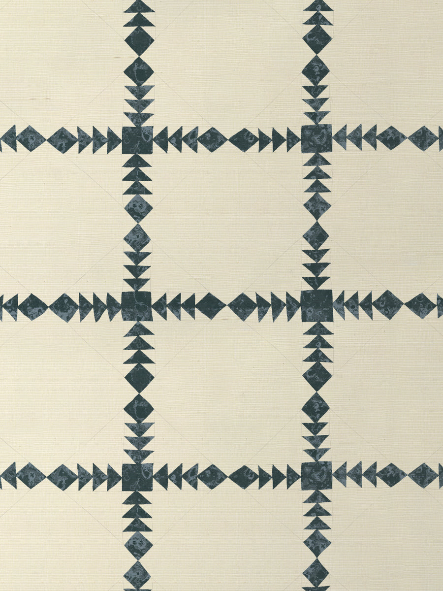 'Borden' Grasscloth Wallpaper by Nathan Turner - Blue - Grasscloth Roll - Sample