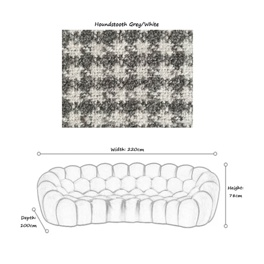 Curve Bubble Sofa - Choice Of Fabrics - Grey/white Houndstooth Chenille