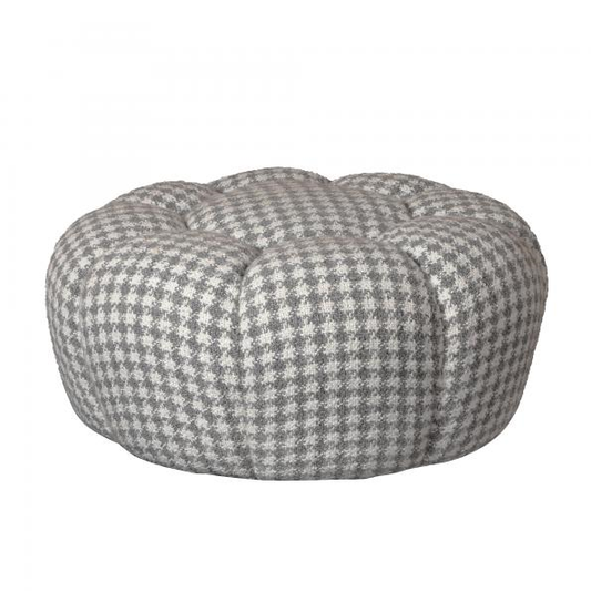Curve Bubble Ottoman - Choice Of Fabrics - Grey/white Houndstooth Chenille