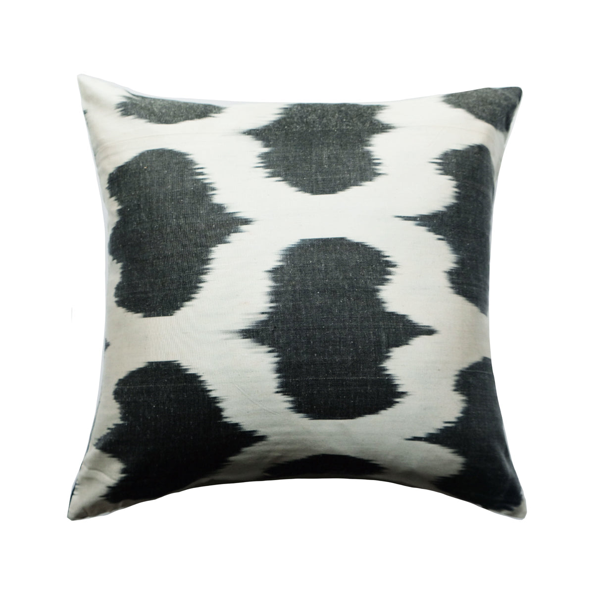 Buk Silk Ikat Pillow - 20" x 20" / Black & White