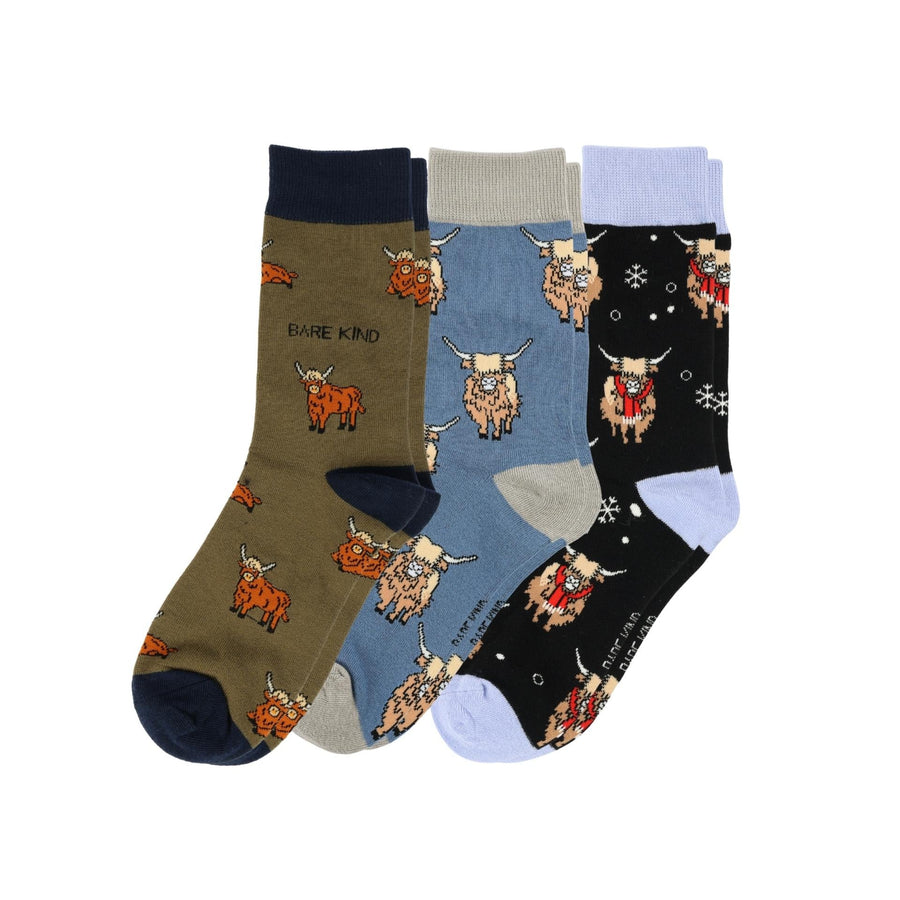 Christmas Highland Cow Bundle of 3 | UK Adult 7-11