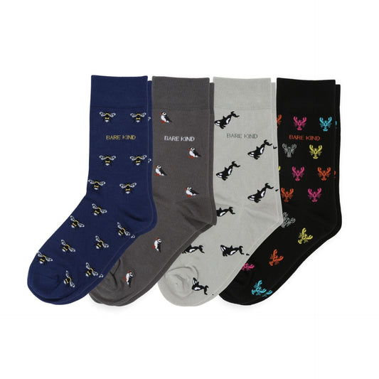 Small Motif 4 Pack Bamboo Sock Set | UK Adult 4-7