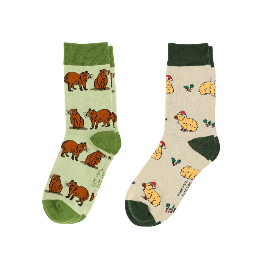 Green Christmas Capybara Bundle of 2 | UK Adult 7-11