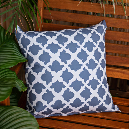 Arabesque Print Outdoor Scatter Cushions Garden Decorative Square Pillows Water Resistant - Printed Charcoal / 18" Scatter Cushion