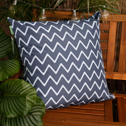 Arabesque Zig Zag Garden Scatter Cushions 60x60cm - Charcoal