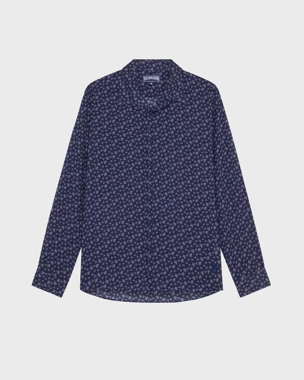 Vilebrequin - Men Cotton Voile Shirt Micro Ronde Des Tortues - Shirt - Caracal - Purple - Size XXXL