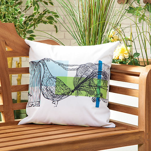 Printed Outdoor Scatter Cushions Square Garden Decorative Pillows Water Resistant - Peacock / 2 Packs