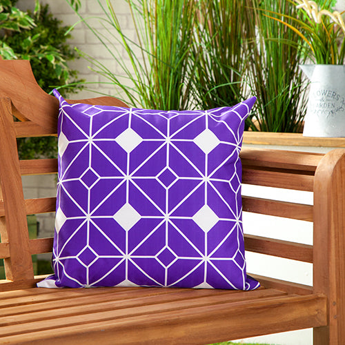 Water Resistant Outdoor Printed Scatter Cushions Garden Furniture Pillows - Purple / 1 Pack