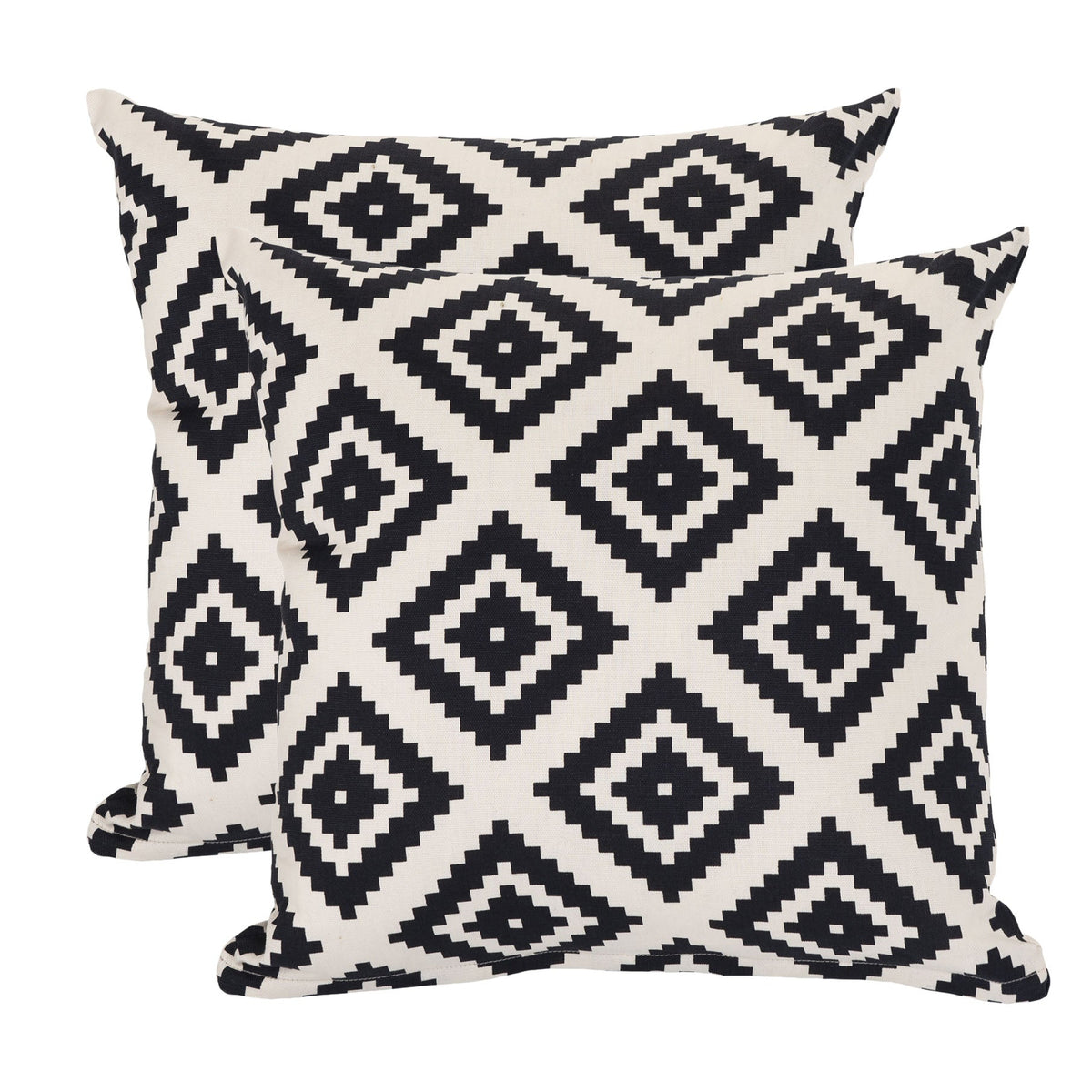 Cotton Canvas Scatter Cushions Printed Garden Cushions Water Resistant - Jungle Aztec / Packs of 2