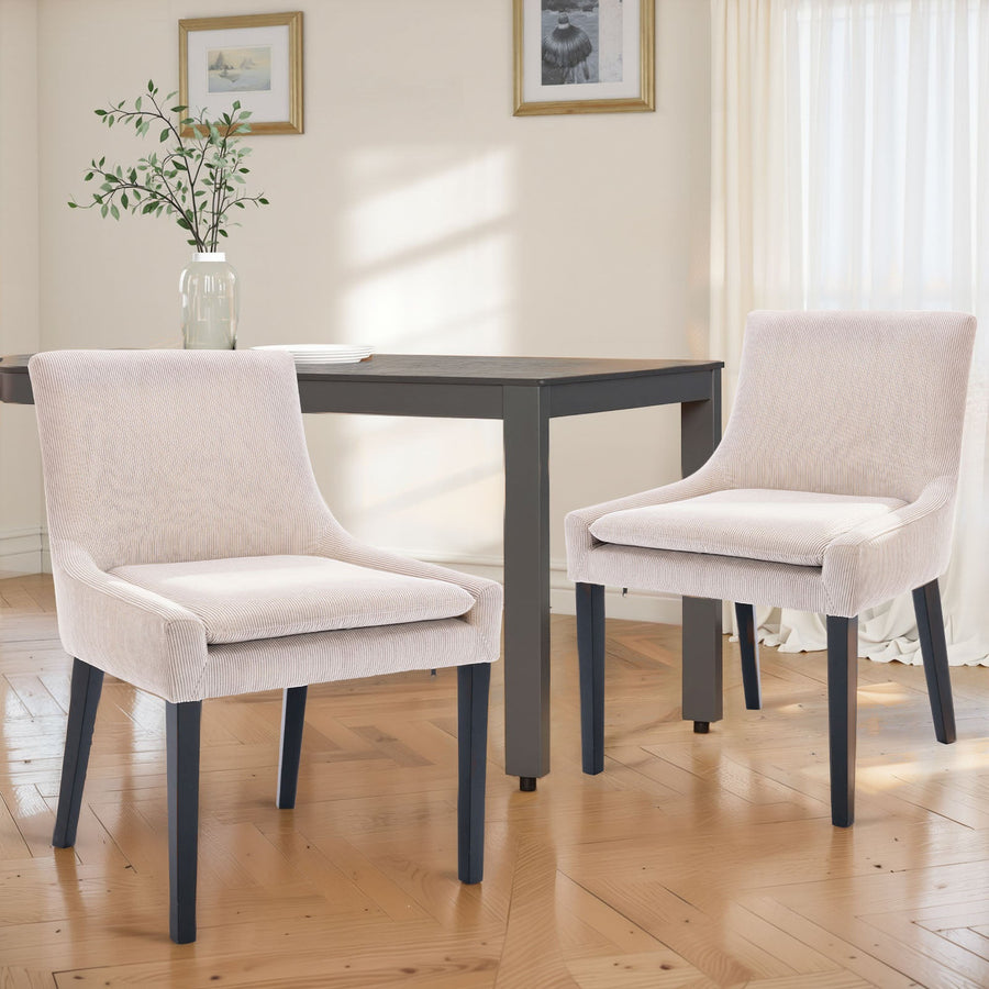 COLAMY MAIRA Transitional Neutral Dining Chair - Beige / Set of 2