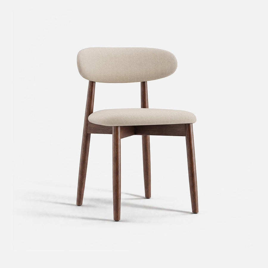 COLAMY NOYA Mid-Century Modern Upholstered Dining Chair - Beige / Set of 2