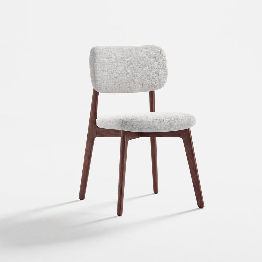COLAMY HALO Prime OEKO-TEX® Certified Upholstered Dining Chair - Beige & Walnut / Set of 2