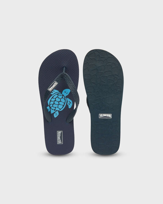 Vilebrequin - Men Beach Flip Flops Turtle - Shoes - Copp - Blue - Size 40/41