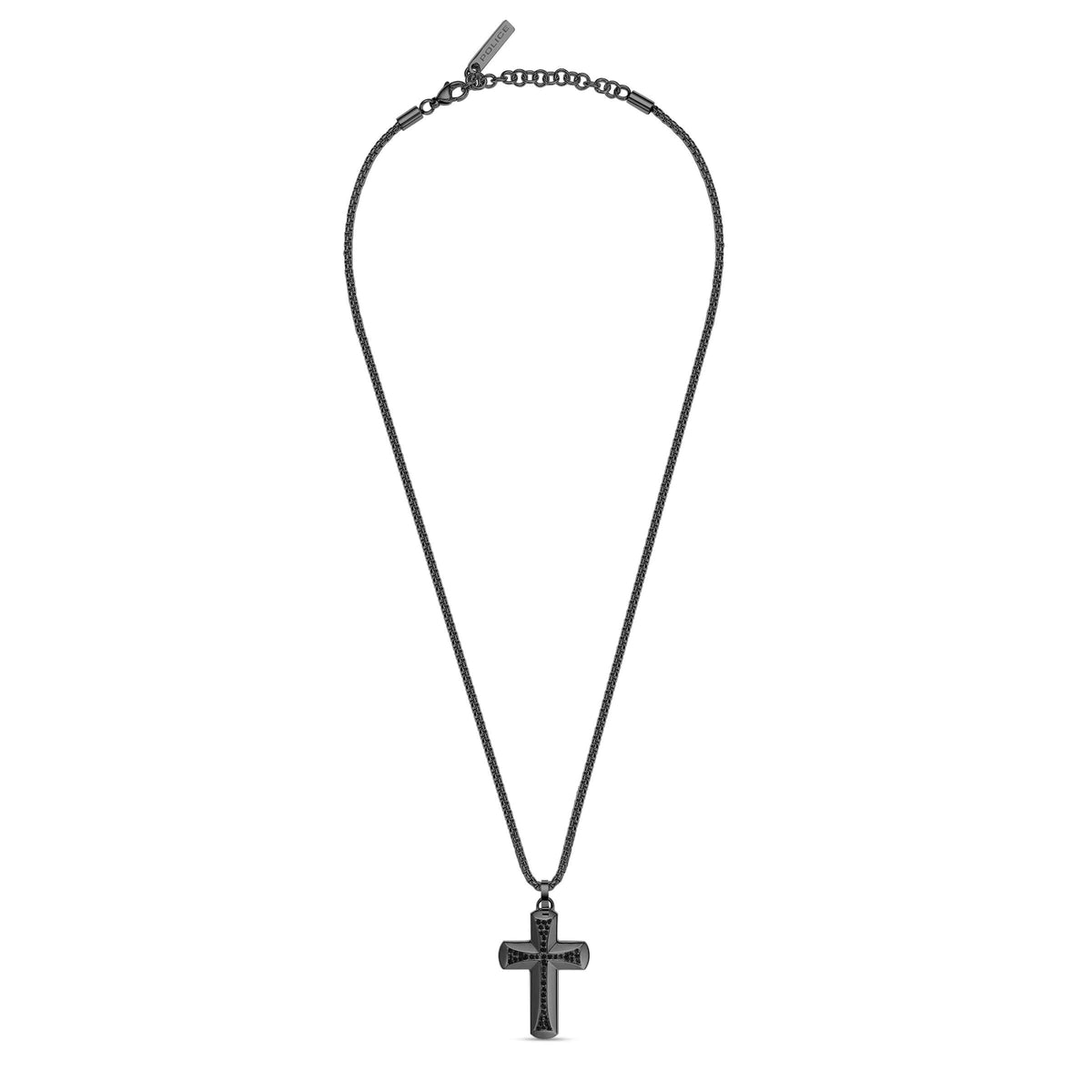 Police Herren Halskette Kreuzkette 50 cm Schwarz Edelstahl Herrenkette Halskette Kreuz Anhänger