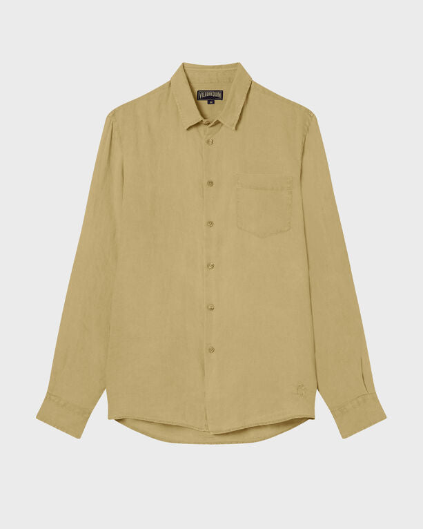 Vilebrequin - Men Linen Shirt Natural Colors - Shirt - Caroubis - Brown - Size S