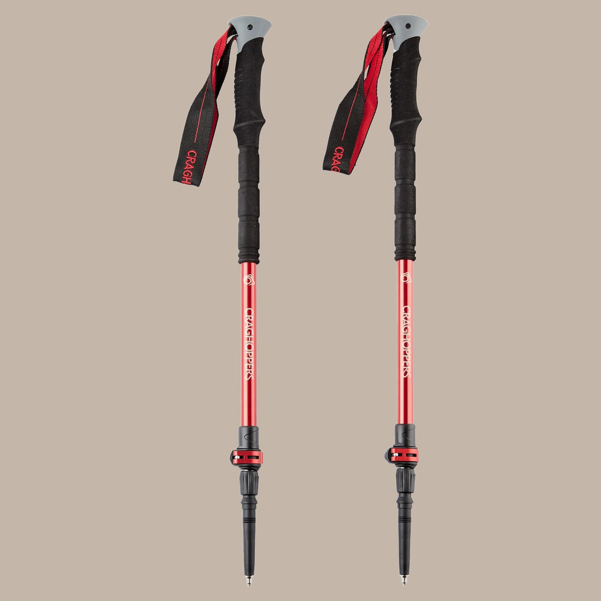 Craghoppers Venture Antishock Walking Poles | Anodised Red / Anodised Grey (Pair)
