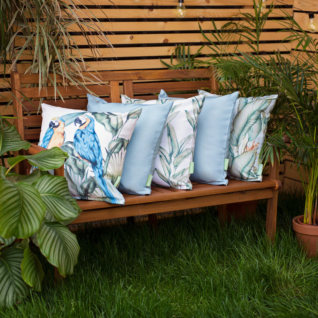 Water-Resistant Decorative Cushion Covers Outdoor Pillow Cover - 5pc Set Macaw