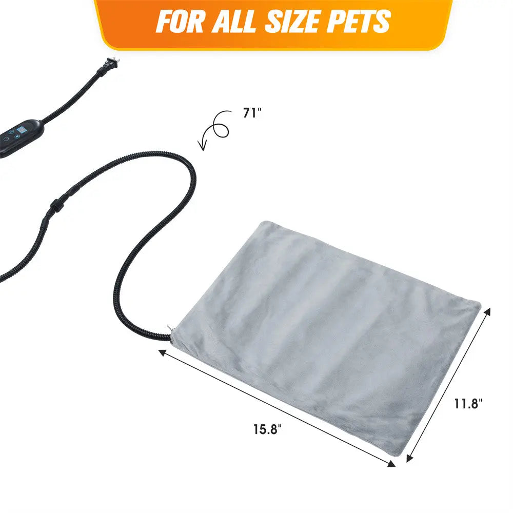 Coziwow Heated Pet Pad with Cover & Temperature Control - 15.8"L × 11.8"W